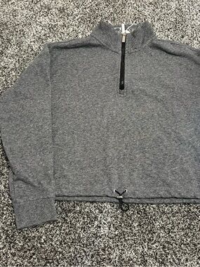 Calvin Klein women’s Charcoal Zip Mock Neck Sweatshirt crop size medium